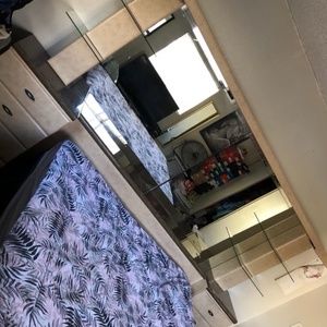 Glass Head board with Dresser